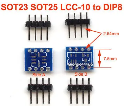 

20pcs SOT23 SOT25 LCC-10 To DIP8 Adapter PCB Convertor