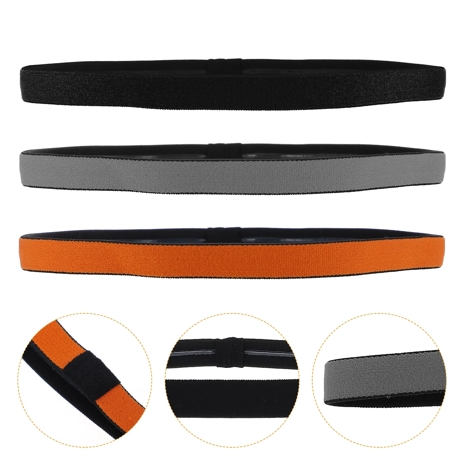 

3Pcs Anti-Slip Silicone Sports Headband Elastic Breathable Sweat Absorption for Men Basketball Football Running