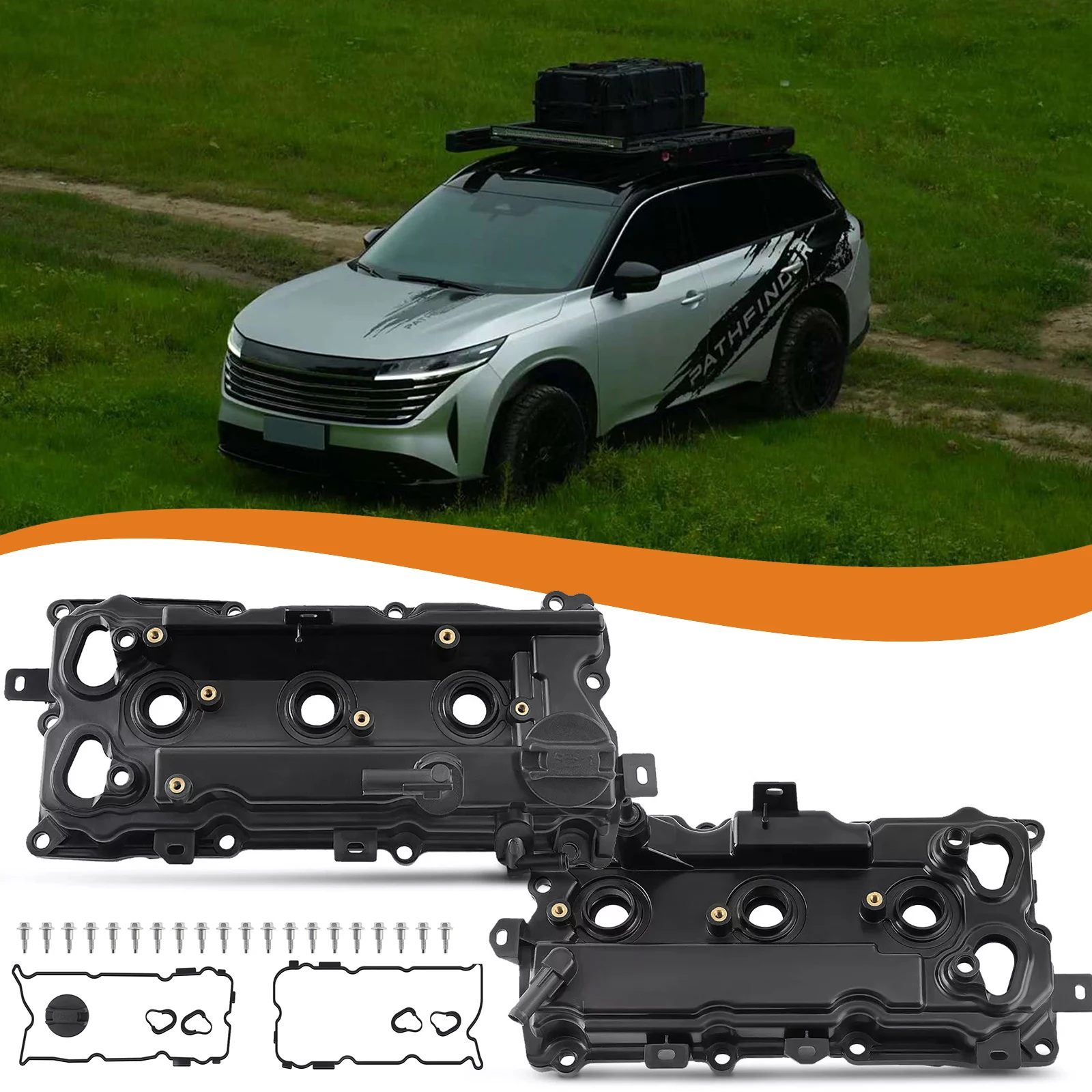 

2pcs Cam Rocker Cover W/Gasket Screw Oil Cap Camshaft Rocker Cover Wear Resist for Nissan Maxima 2009-2020 Murano 3.5L 2015-2020