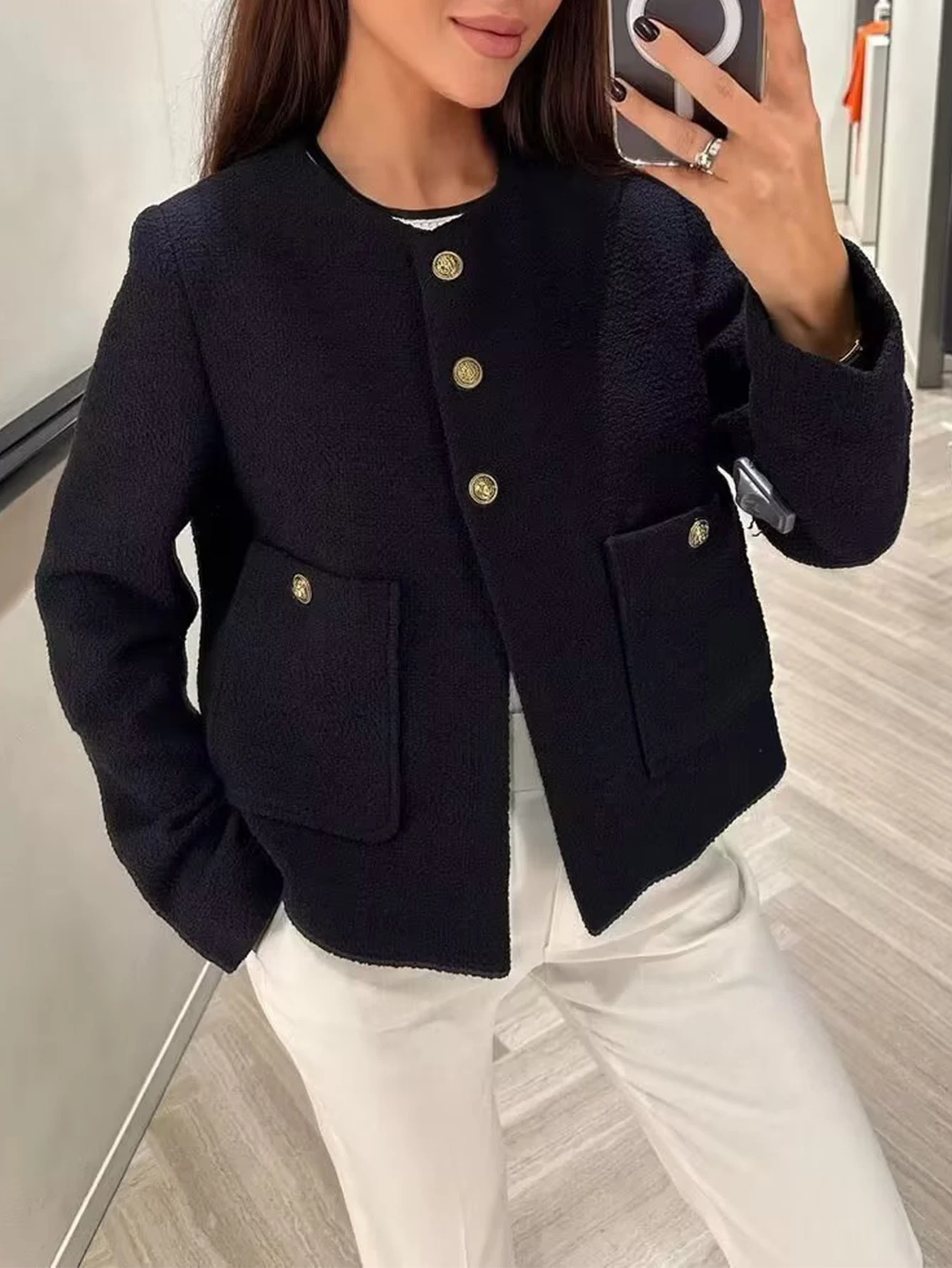 

Women's Lightweight Jackets Autumn Sports 2025 Plain Simple Pockets Long Sleeve Round-Neck Causal Jackets