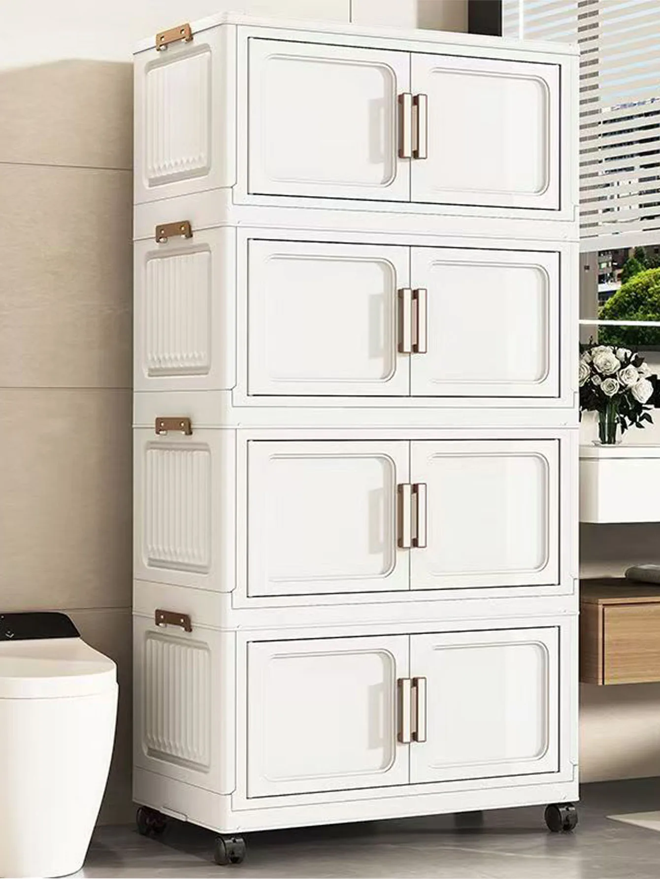 New Multi layer Drawer style Storage Cabinet with Wheel Storage Cabinet Sorting Box Box Plastic Toy Cabinet Bed X Head Cabine view 3