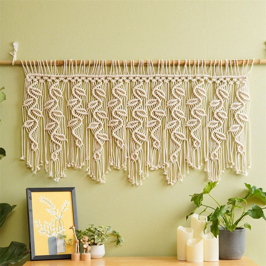 

110cm Handwoven Macrame Tapestry Curtain Windown Haing Curtain Tapestry Boho Style Room Decoration Home Background