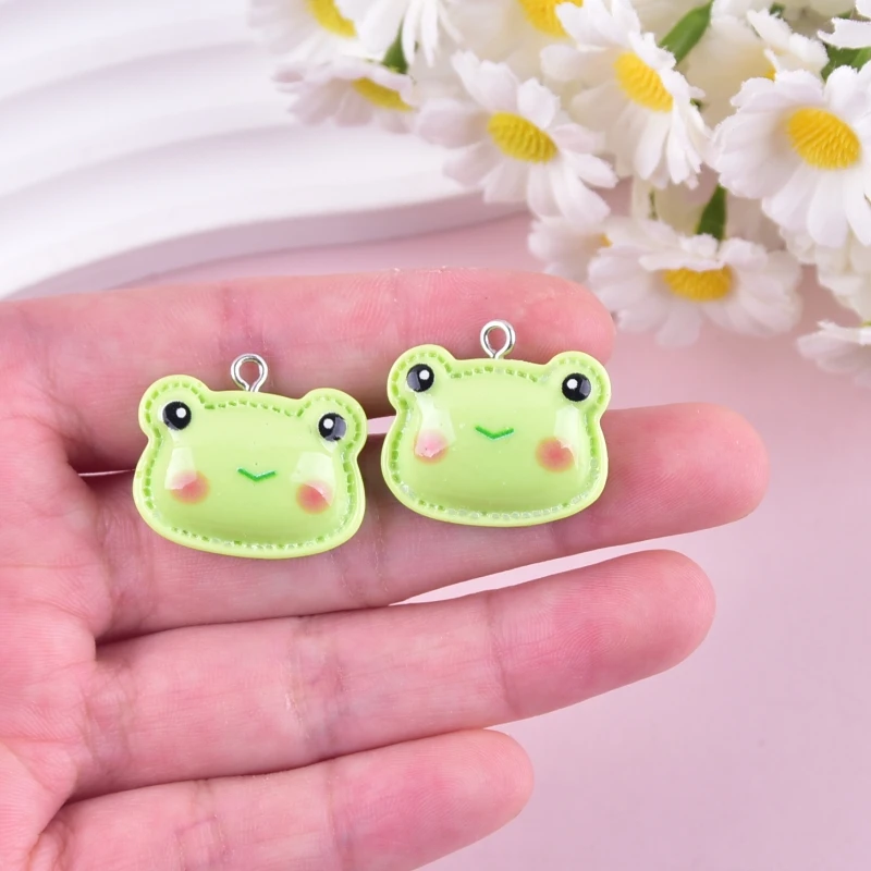 10pcs Cute Frog Blushing Frog Resin Charms for Earring Keychain DIY Decoration Fashion Jewelry Accessories