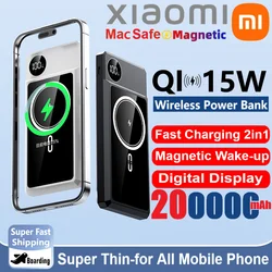 Xiaomi 200000mAh Magnetic Power Bank 2in1 Fast Charging Wireless PowerBank Super Thin External Battery for iPhone Samsung HUAWEI