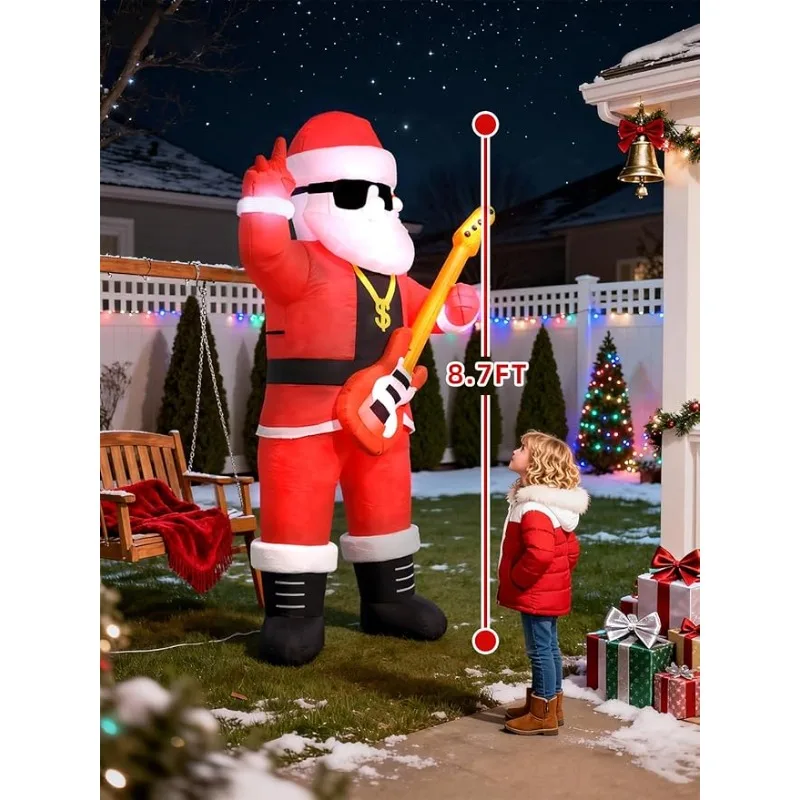 8.7-foot Christmas inflatable decoration Santa Claus playing guitar courtyard holiday party Christmas Day party props