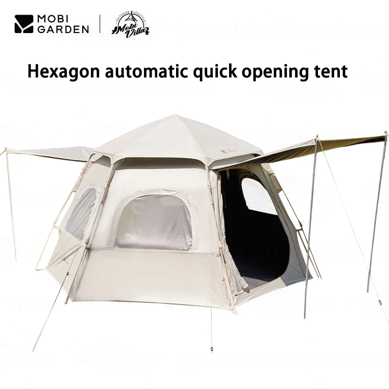 Mobi Garde Hexagon Camping Automatic Tent 3~4 People 6㎡ Large Space Park Picnic Vinyl Sunscreen Panorama Window Quick Open Tent