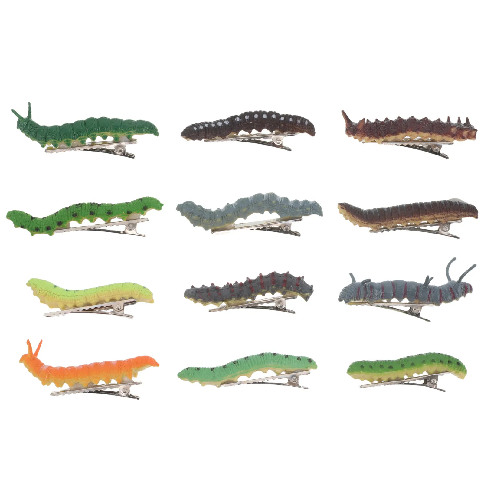12Pcs Bug Hair Clips Realistic Caterpillar Halloween Hairpins Novelty Costume Party Hair Accessories Costume Party Hairpins