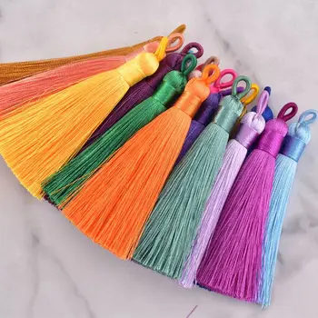 Brosse à pampilles en coton et soie colorée de 8cm, 10 pièces, pour la fabrication de breloques de boucles d'oreilles, pendentif de glands Sati, résultats de bijoux à faire soi-même, artisanat fait à la main