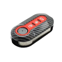 3 Buttons Carbon ABS Car  Folding Key Case Cover for Fiat Ducato 500 500L Panda Grande Punto Lancia Musa Remote Key Shell