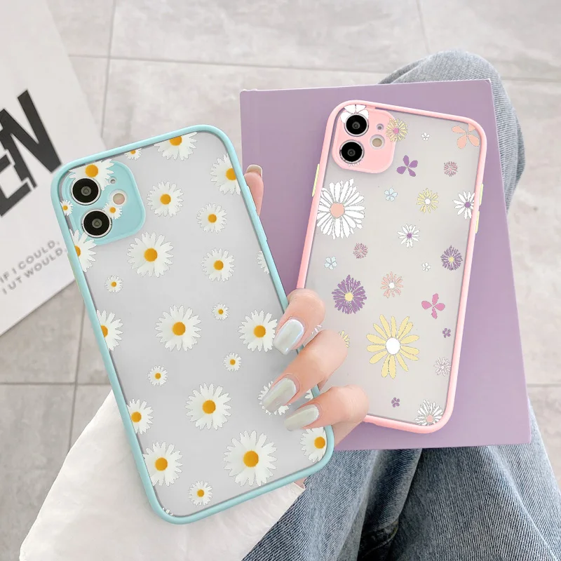 Daisy Flowers Phone Case for iphone 7 8 Plus For iphone X XR XS MAX 16 15 14 11 12 13 Pro Max Floral Shockproof Cover Fundas