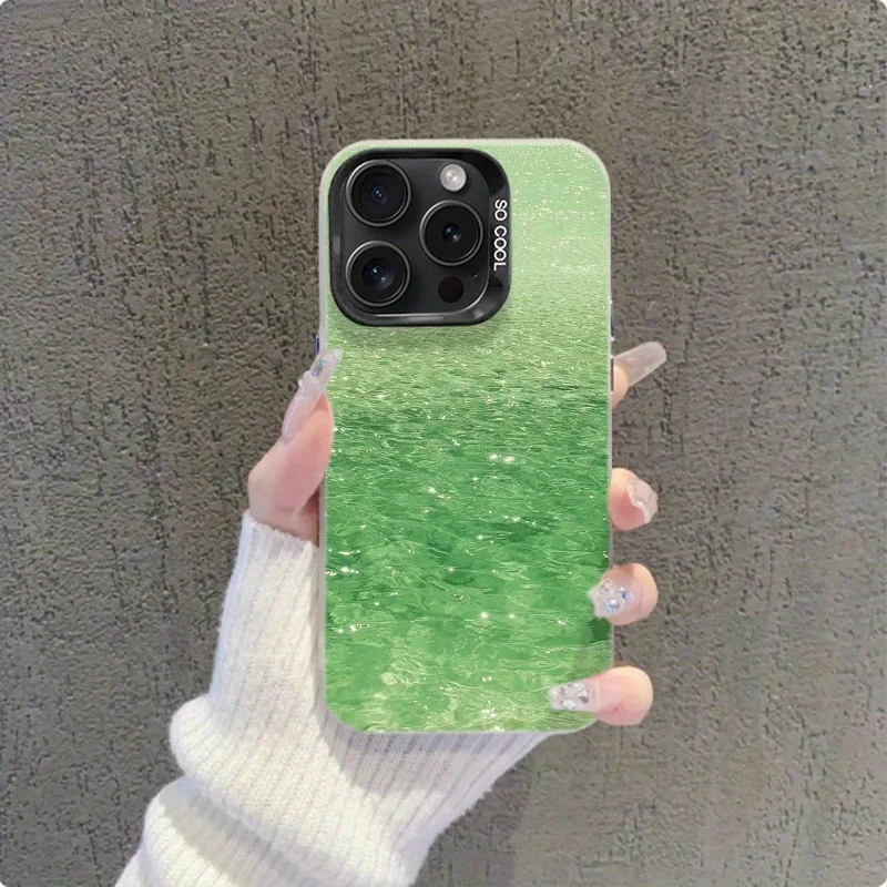 

Green lake water pattern phone case for iPhone 17 16 15 14 13 12 11 Pro/ Max/Plus shock-proof rear cover anti-fingerprint