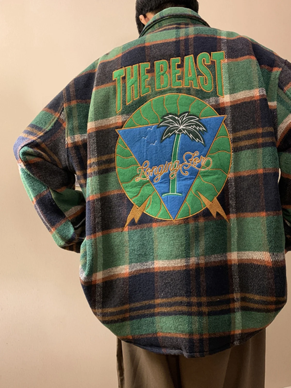 

Мужская шерстяная куртка на осень-весну, модная, в стиле ретро, в клетку, повседневная, больших размеров, молодежная верхняя одежда, пальто с пуговицами, теплая