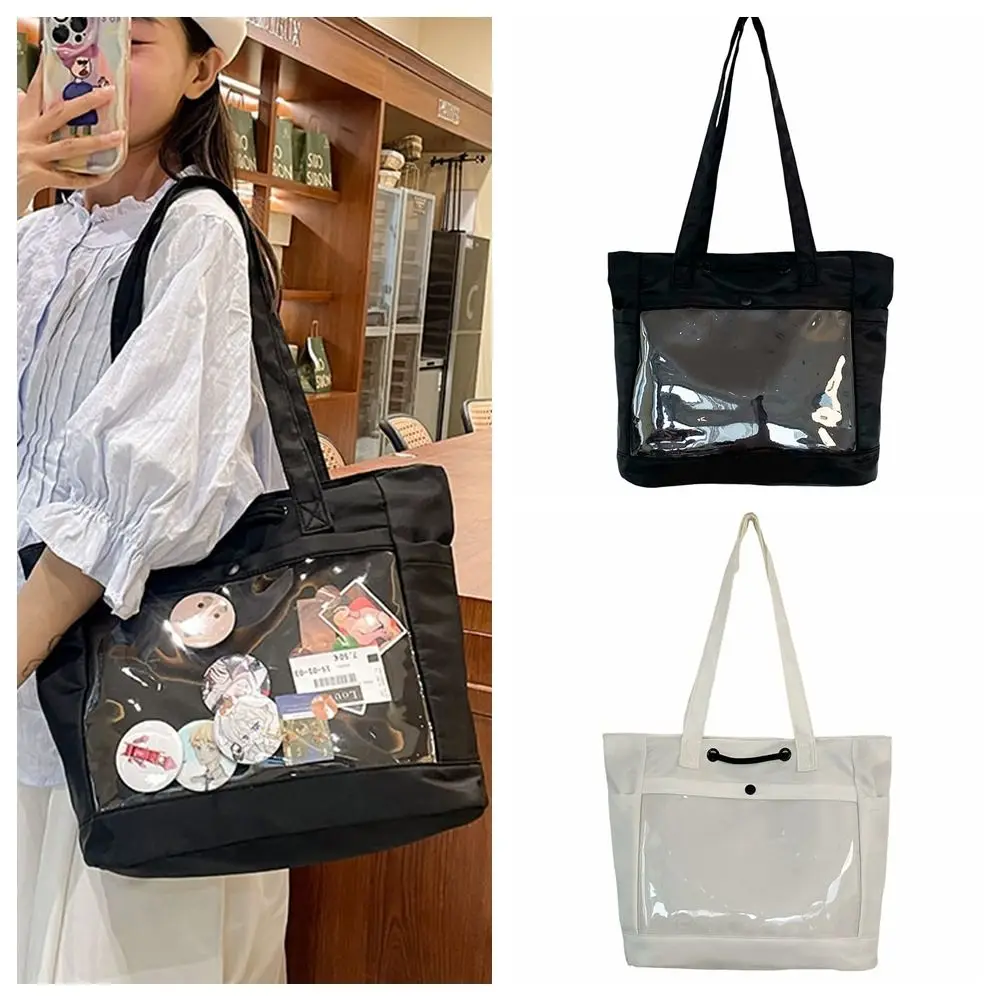 Sweet PVC Transparent Itabag Nylon Zipper Canvas Tote Bag JK Doll Display Student School Bag Girls