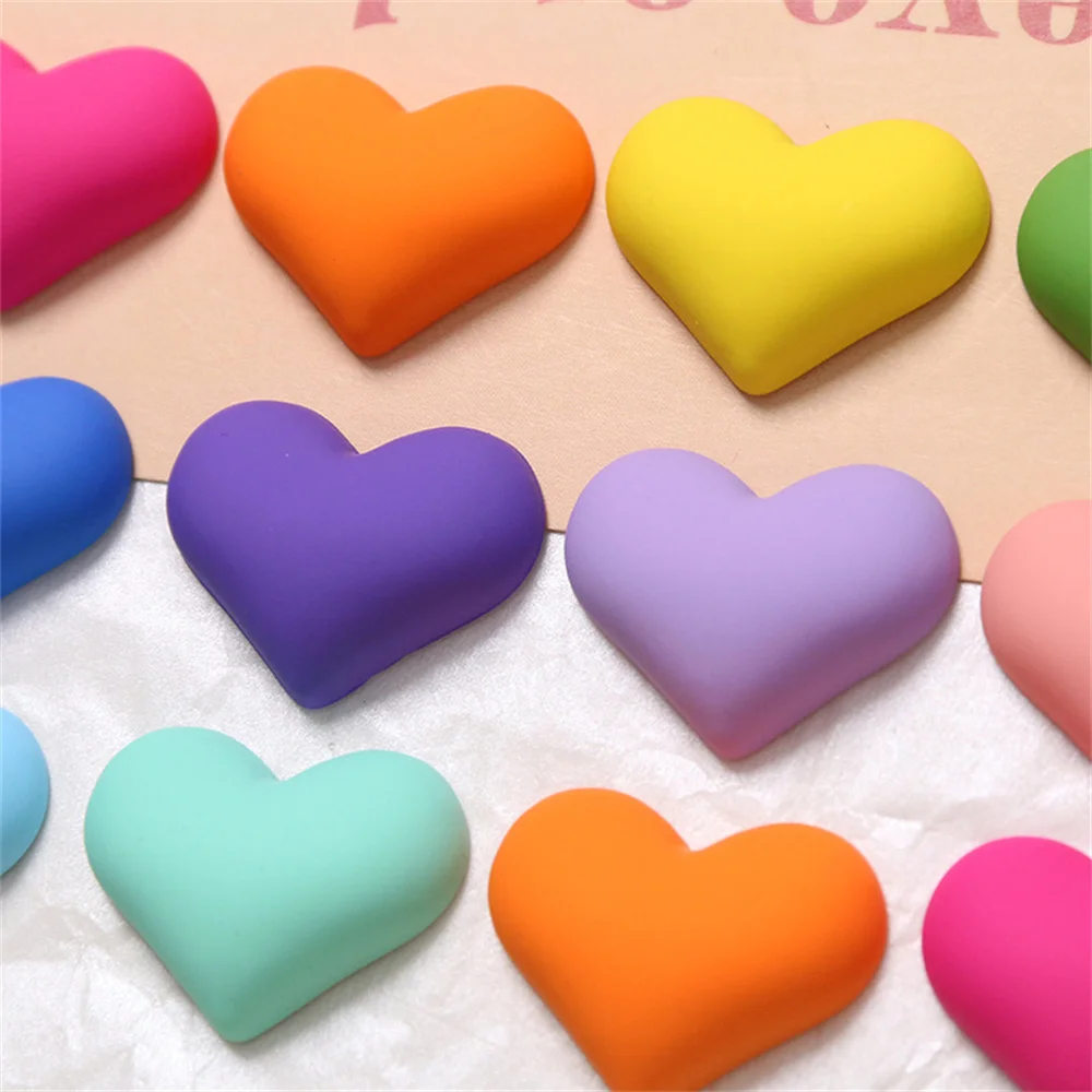 WFFNNKC 10Pcs Colorful Love Heart Resin Patch Jewelry DIY Craft Supplies Kids Hair Accessories Shoes Clothing Ornament Materials