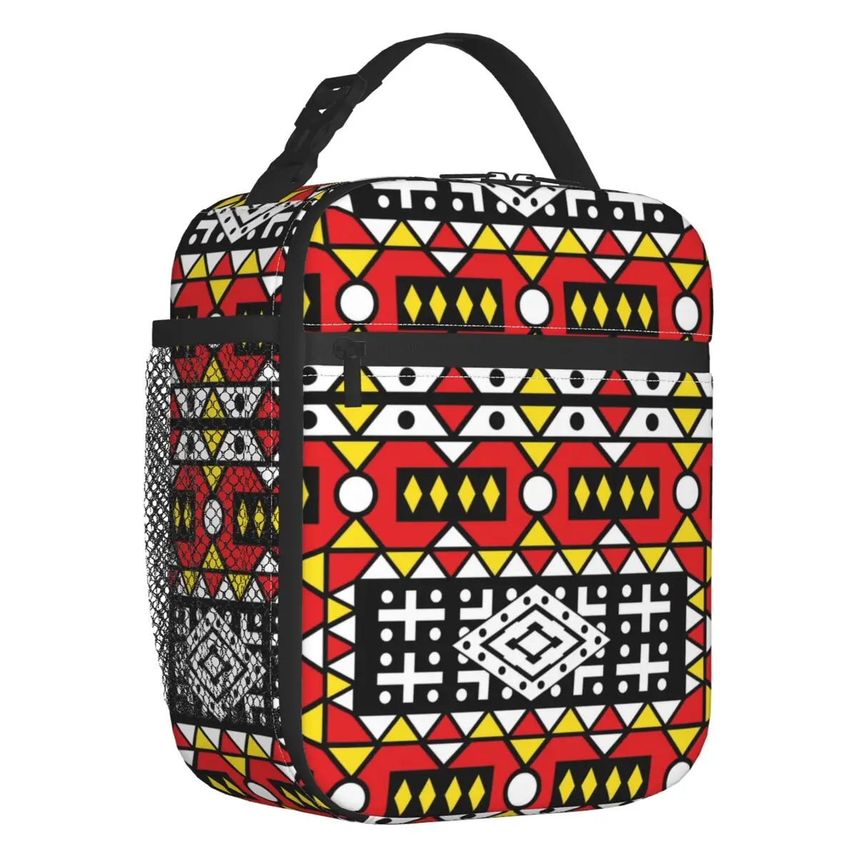 

Kizomba Samakaka Ankara Print Lunch Bag Men Women Cooler Thermal Insulated Tribal Geometric Art Lunch Box for Children School