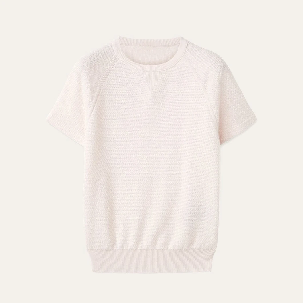 

NIGO LP Women's Spring And Summer Round Neck Cashmere Knit Short Sleeve Pullover Solid Color T-Shirt #nigo61185