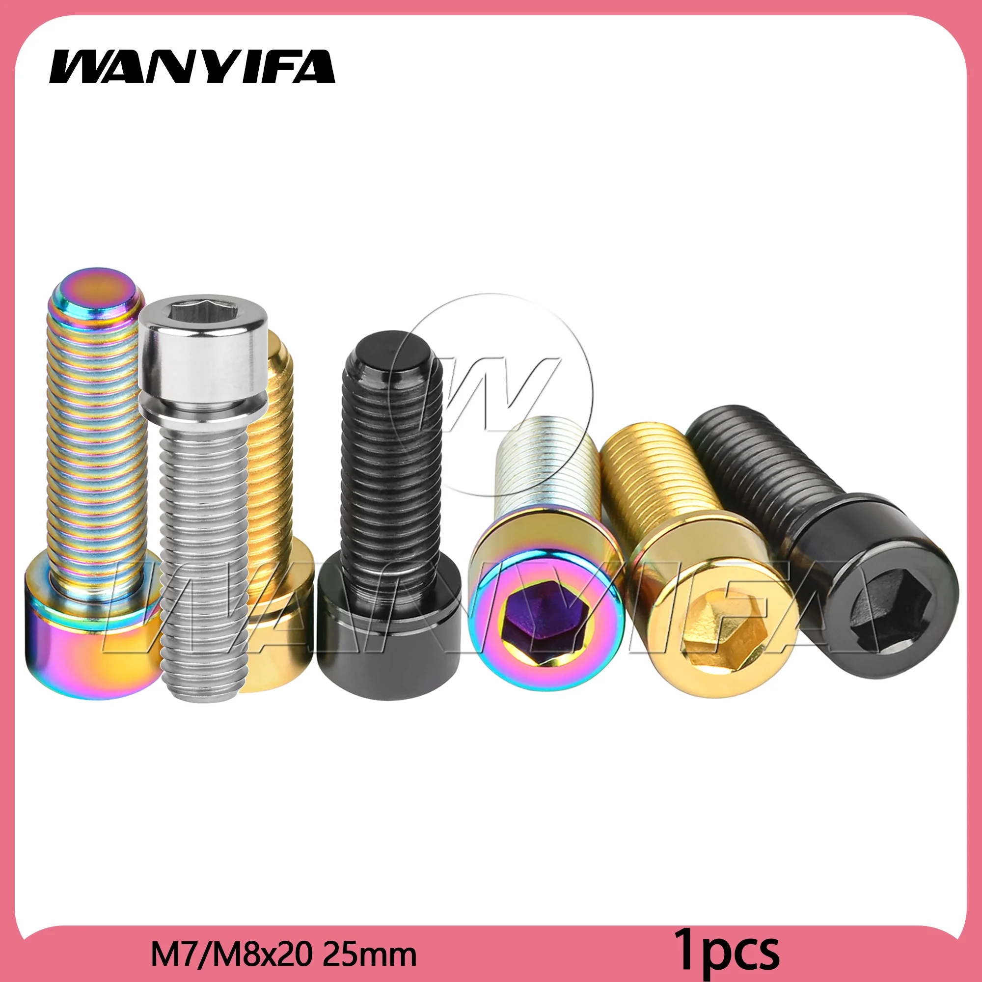 

Wanyifa Titanium Bolt M7/M8x20 25mm Cap Socket Hex Head with Washer Screw for Bike Handlebar Stem Ti Gr5 Fasteners