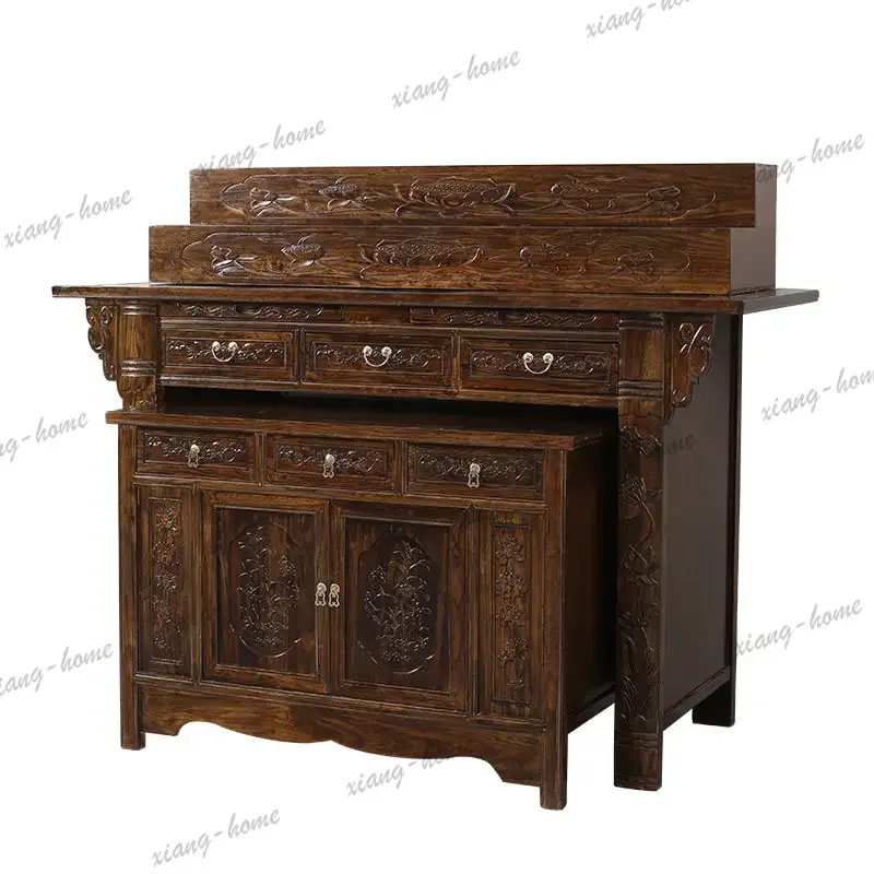 PG Offering  Incense Case Home Worship Table Buddha Shrine Altar Solid Wood Three-Layer Buddha Table Offering Table