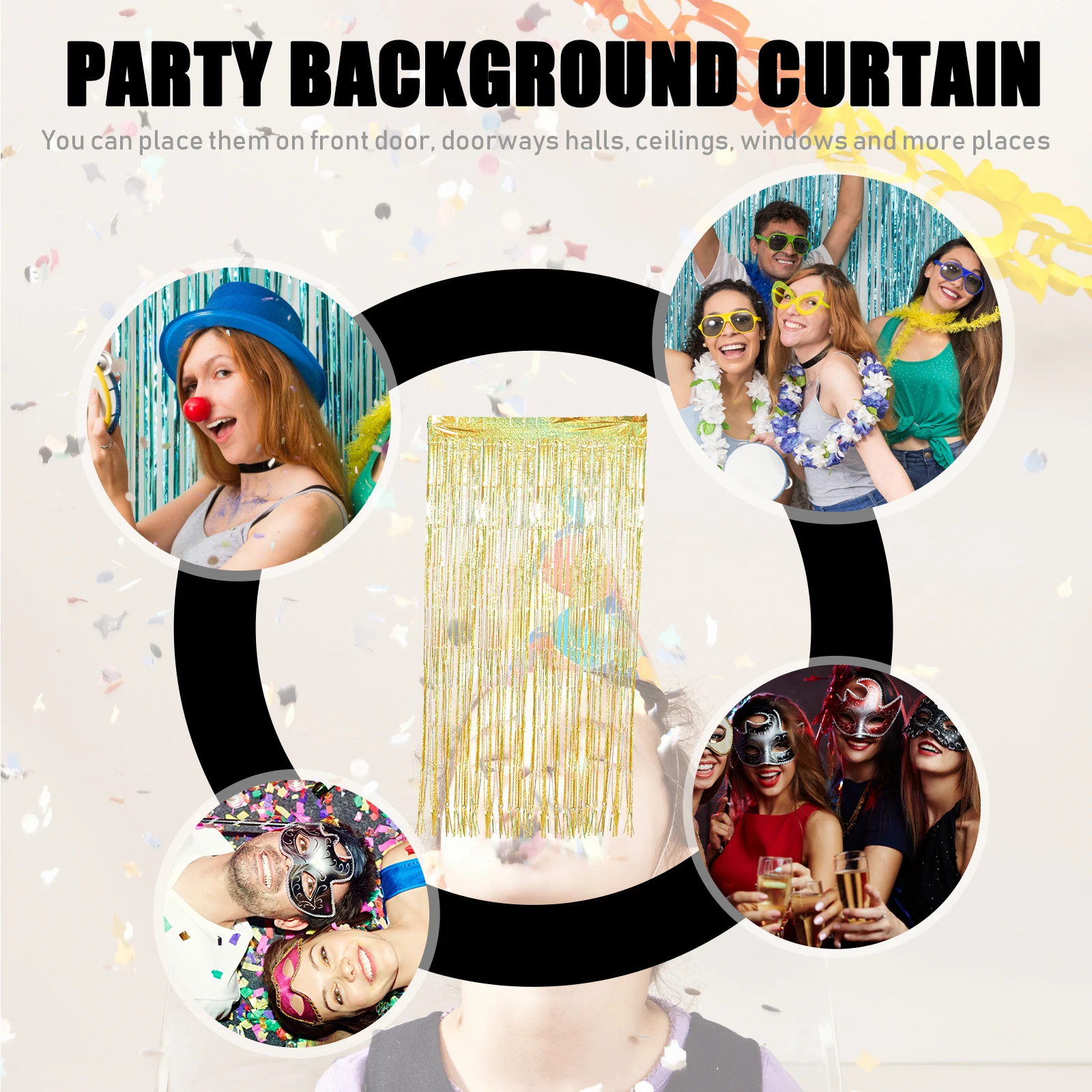 

2pcs Curtain Party Background Curtain Decoration Wedding Fringe Backdrop Party Birthday Child PET Disco Ball Streamer Curtains