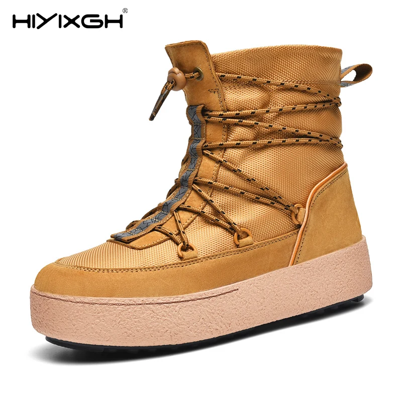 

Новинка 2024 года, зимние ботинки для мужчин, зимние утепленные уличные ботинки, удобная высокая рабочая обувь, мужская износостойкая треккинговая обувь