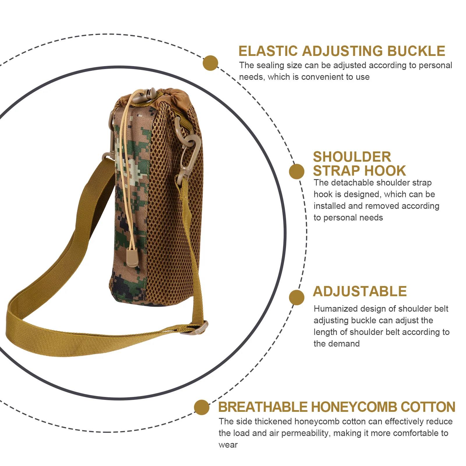 

Water Bottle Bag Insulated Cover Kettle Carrier Mini Holder Storage Pouch Portable Sports Bottle Bag Nylon Cloth Shoulder Strap