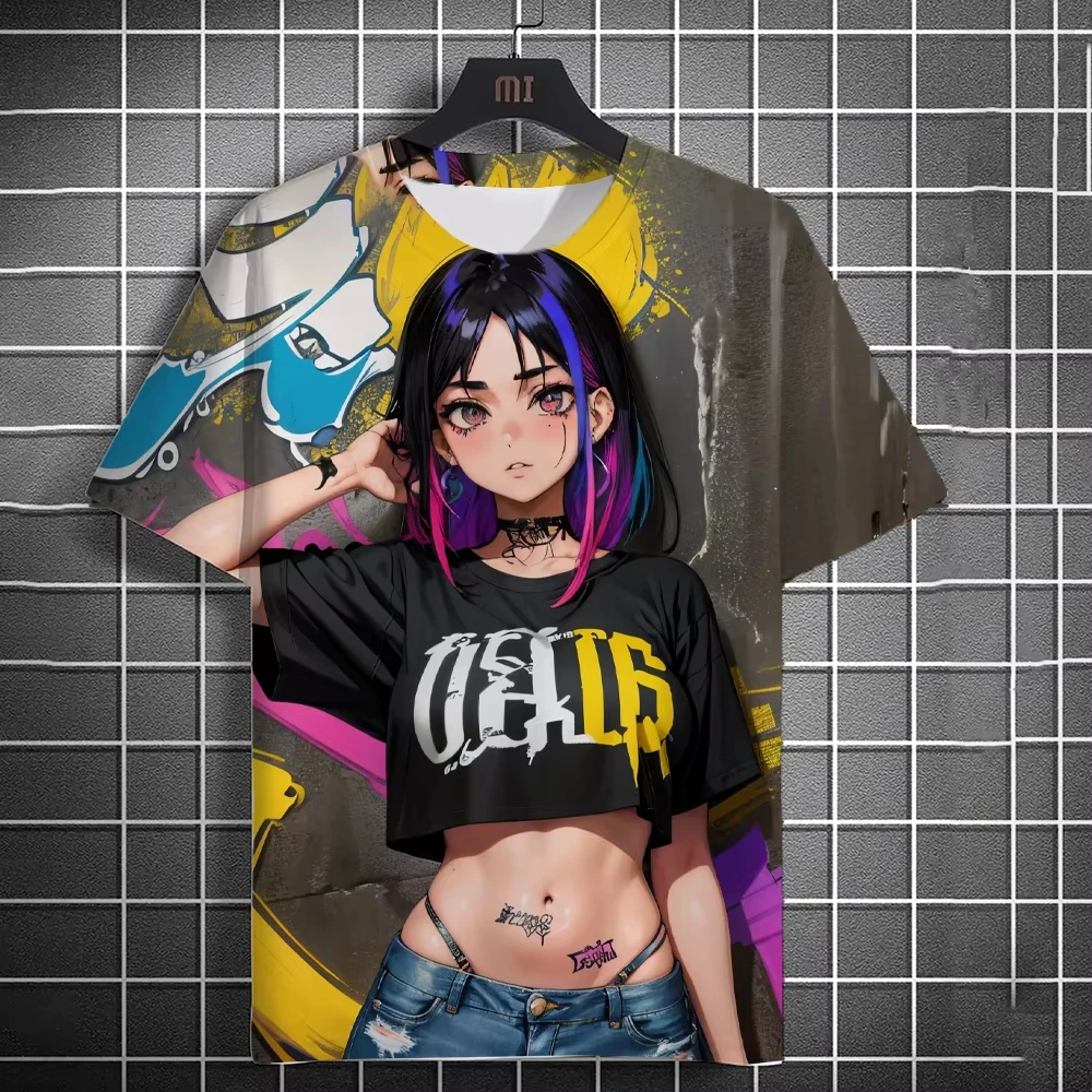 Men's T-Shirts Anime Character Tee 3D Sexy Beauty Print Graffiti Art Poster Style T Shirt Trend Streetwear Short-sleeve Man Top