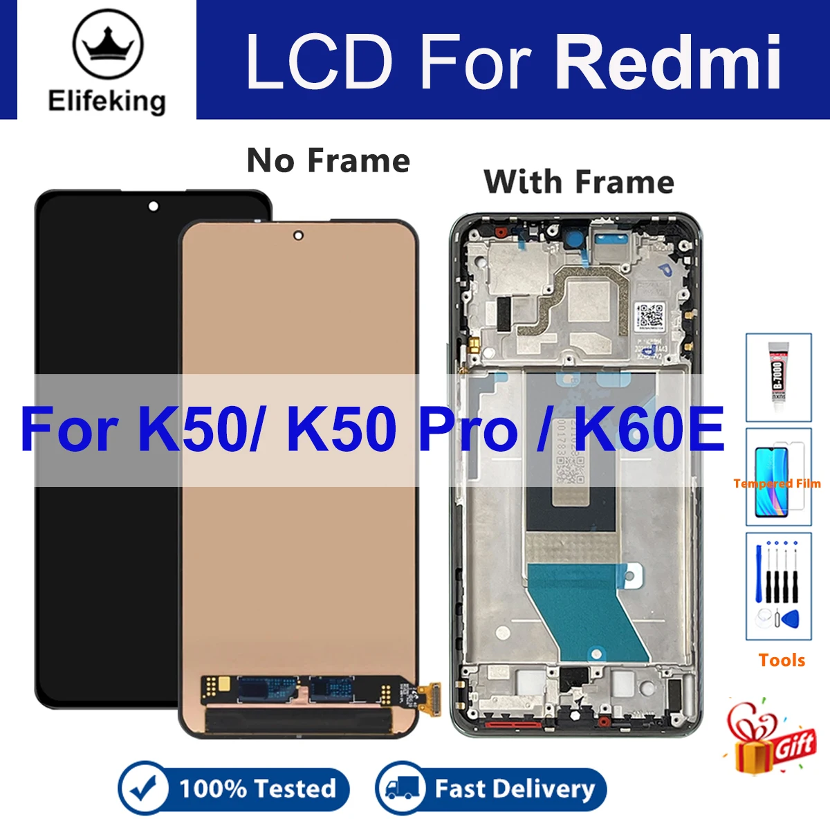 For Xiaomi Redmi K50 Pro 22041211AC LCD Display Screen With Touch For Redmi K60E Digitizer Assembly Replacement with Free Tools