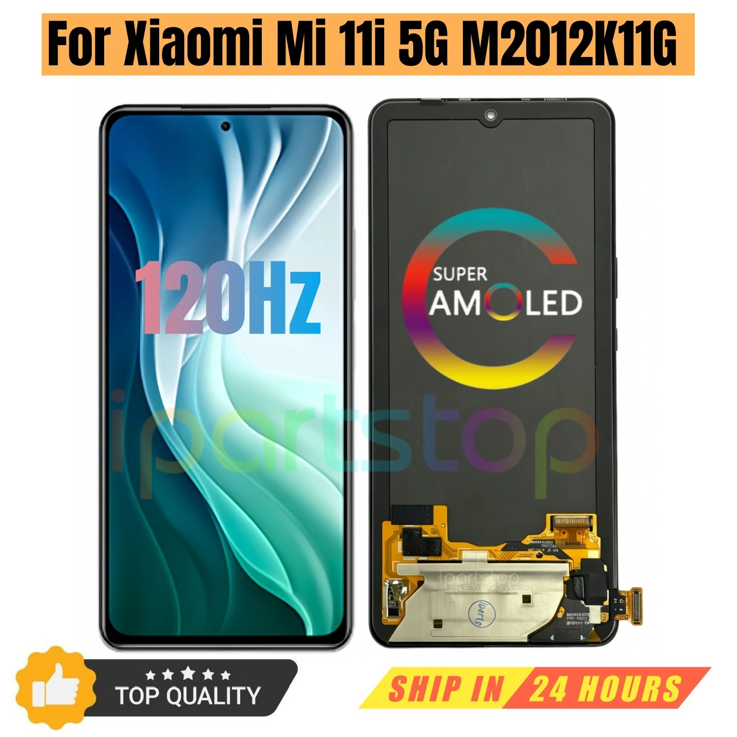 iParts Replacement New Display for Xiaomi Mi 11i 5G M2012K11G 120Hz Super AMOLED Touch Screen Digitizer with Frame Assembly OEM