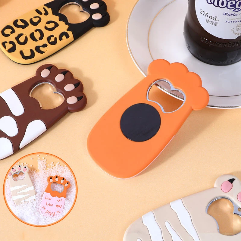 New Fat Cat Claw Bottle Opener Cartoon Figure Magnetic Sucking Claw Beer Opener Soft Glue PVC Screwdriver Refrigerator Stickers