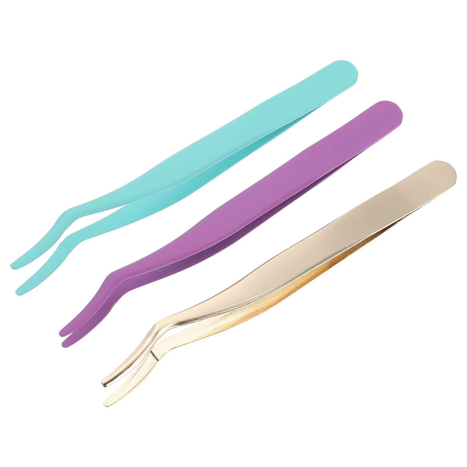 Pincettes pour Extensions de cils, applicateur de faux cils en acier inoxydable, outil professionnel de Salon de beauté, 3 pièces