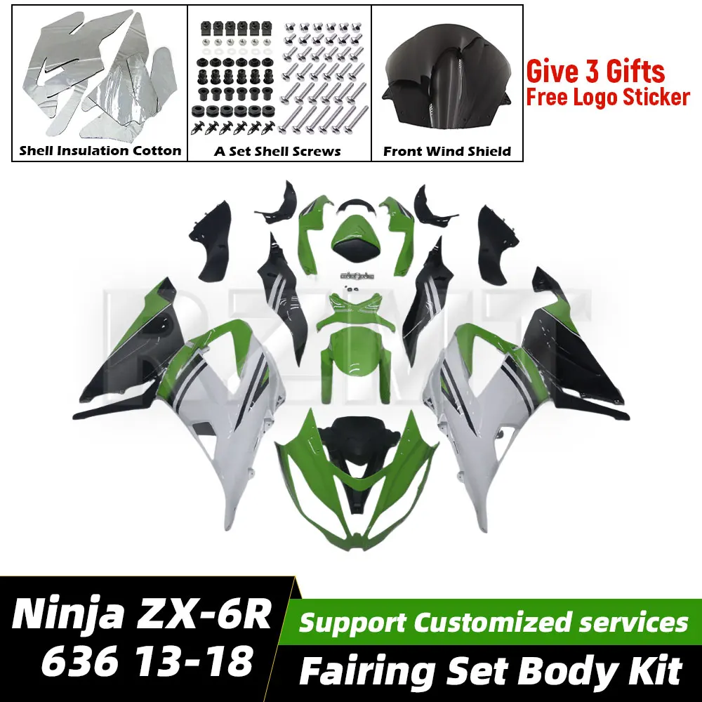 

Для Kawasaki Ninja ZX-6R 636 2013-18 обтекатель для мотоцикла, комплект кузова, украшение, пластиковая защитная пластина, аксессуары, корпус K0613-101a