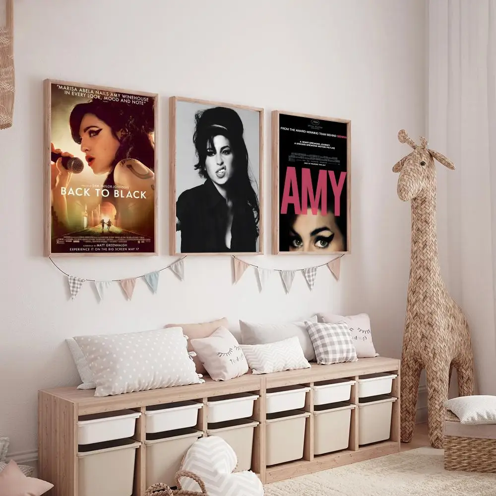 ايمي واينهاوس العودة إلى اللوحة السوداء الخط HD قماش المشارك غرفة المعيشة غرفة نوم بار الديكور الجمالي #3