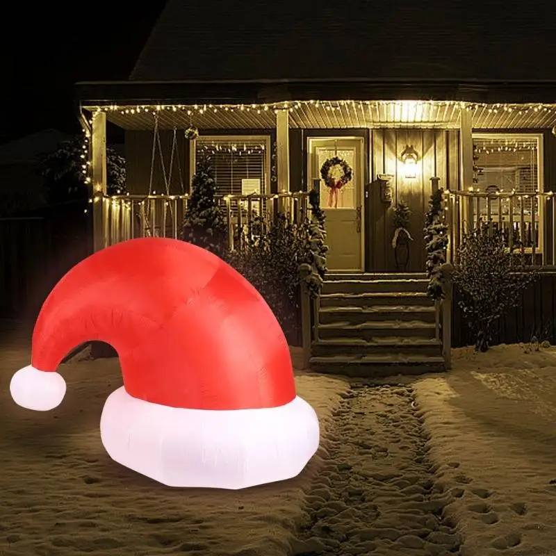 Huge Santa Hat Inflatable Decoration With Slanted Base 2.5m Height Tear Resistant Outdoor Indoor Holiday Display 37JD