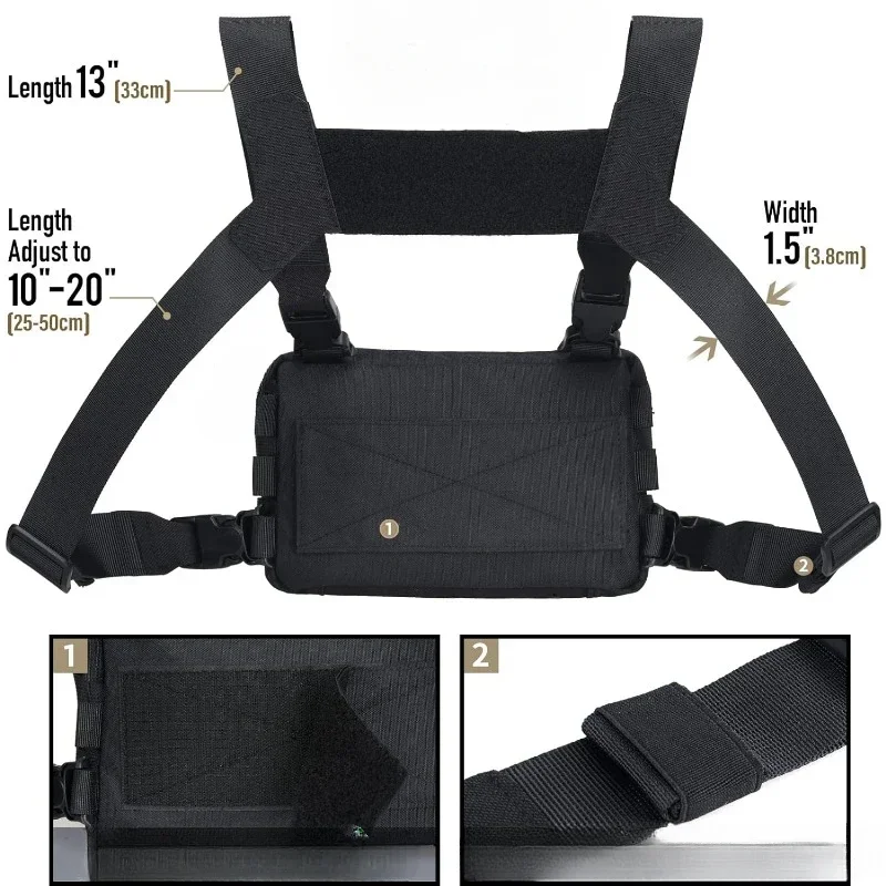 حقيبة ظهر تكتيكية للتعليق على الصدر، حقيبة صدر للجري، مع حلقة أمامية معلقة على الصدر، مناسبة للخارج