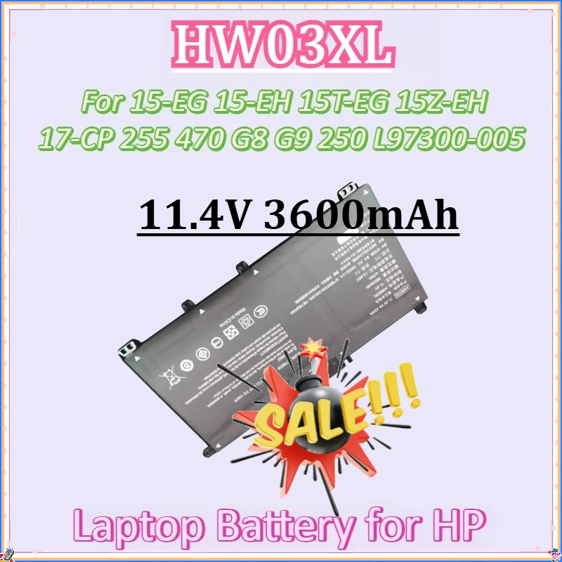

For HP 15-EG 15-EH 15T-EG 15Z-EH 17-CP 255 470 G8 G9 250 L97300-005 HSTNN-IB90 HSTNN-LB8U HW03XL 11.4V 3600mAh Laptop Battery