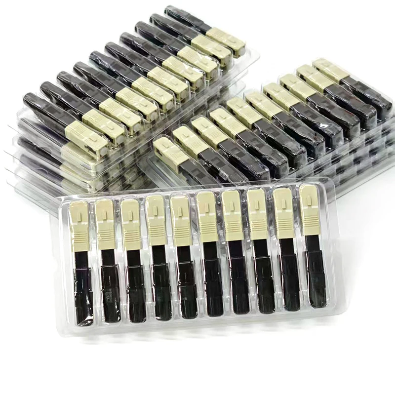 100PCS FTTH SC/UPC Multi Mode Optical Fiber Fast Connector Embedded SC MM Fiber Optic Quick Connectors 50/125