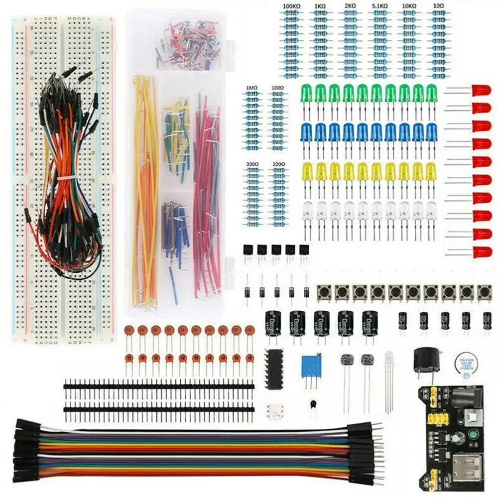 Carte de prototypage 830 points d'attache avec alimentation, plus de 400 composants, compatible avec Arduino UNO R3, Raspberry Pi, STM32