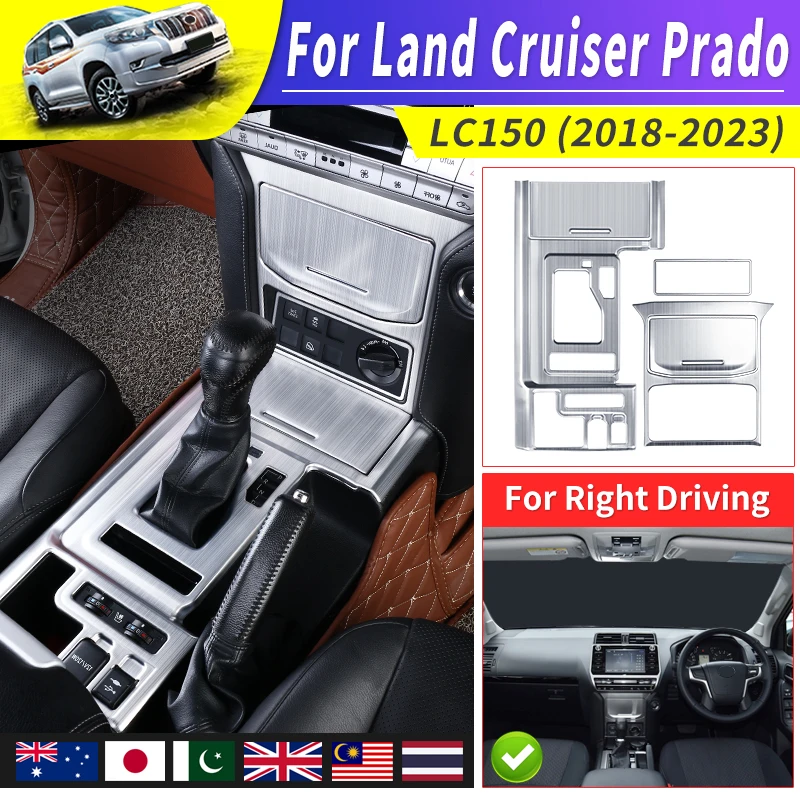 For 2018-2023 Right Rudder Car Toyota Land Cruiser Prado 150 Stainless Steel Panel Gearbox Cover Lc150 J150 Interior Accessories