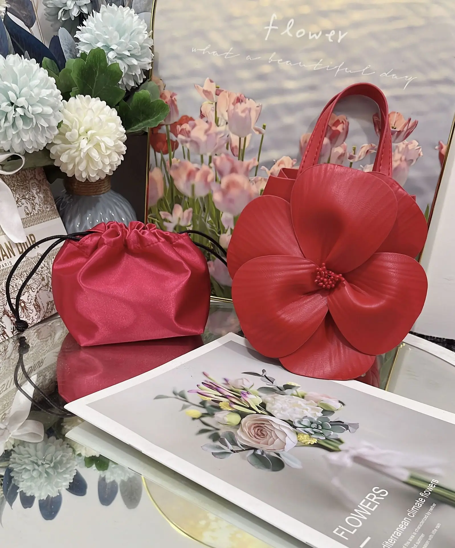 High-end Flower Bucket Bag 2024 Clutches Bag for Women Elegant Handbag Party Evening Bags Wedding Purse