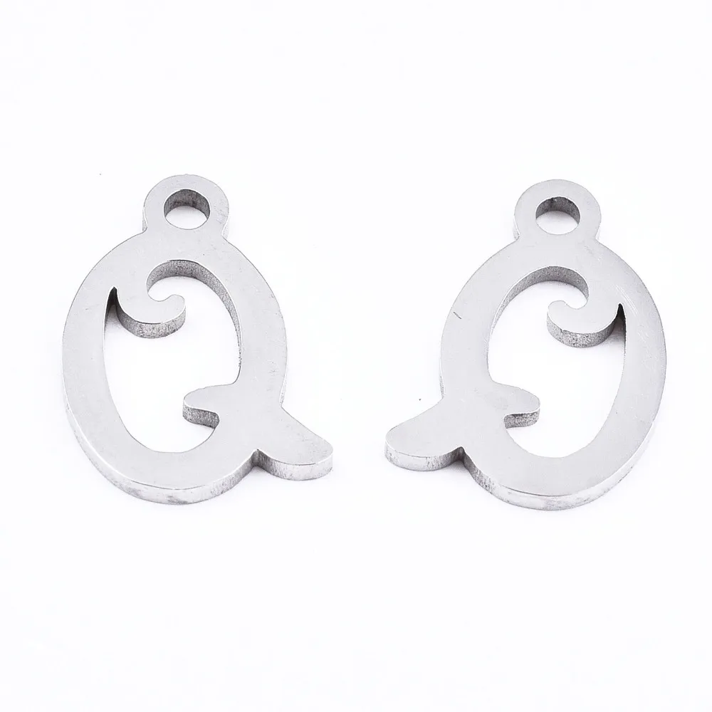 5 Pcs 201 Stainless Steel Alphabet Charms Letter.Q Pendant Stainless Steel Color Jewelry Findings for Women Jewelry DIY Necklace