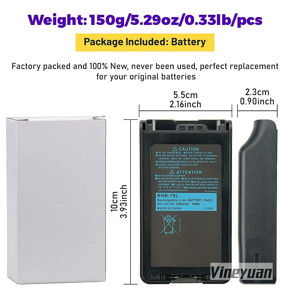 10PCS KNB-78L 3300mAh Replacement Battery for Kenwood TK-3360, TK-3160, TK-2170, TK-3173, TK-3170, NX-220, NX-320, TK-3140 Radio