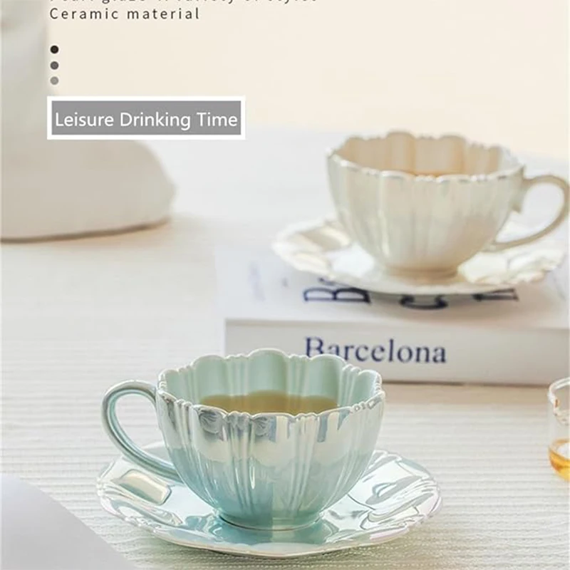 Ceramic Coffee Mugs Coffee Mugs Pearl Petal Coffee Cup With Saucer Ceramic Gift  Set Beautiful Tea Cup Set For Tea Coffee Juice