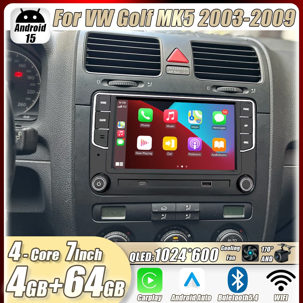 

7' CarPlay GPS Multimedia Player for VW Golf MK5 2003-2009 4GB+64GB Auto Head Unit with 4G+WiFi Navigation