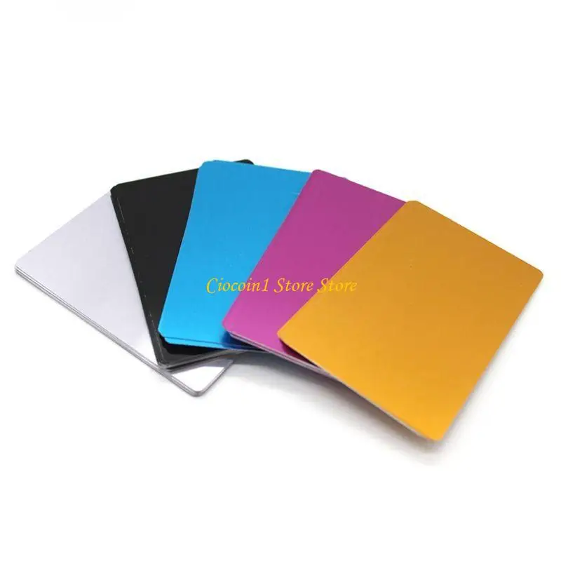 100 Pcs Business Cards Blanks Aluminum Blanks Name Card for Engraving House Office Customer DIY Cards Presents 5 Colors