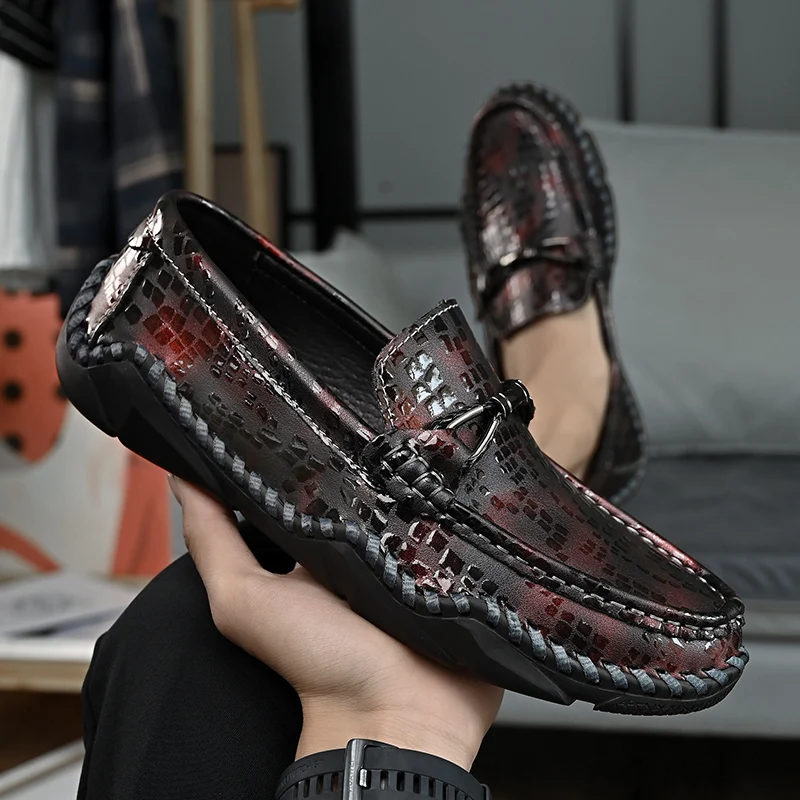 

Low cut leather shoes for men, casual octopus bean shoes for men, Korean version, lightweight, breathable, lazy fit, men's shoes