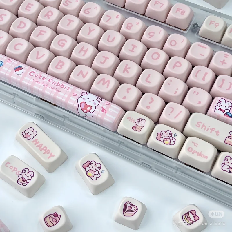 Snacks Bunny Theme Keycap 144keys Moa Cherry Profile Pbt Hot Sublimation Mechanical Keyboard Animation Peripheral Game Keycap