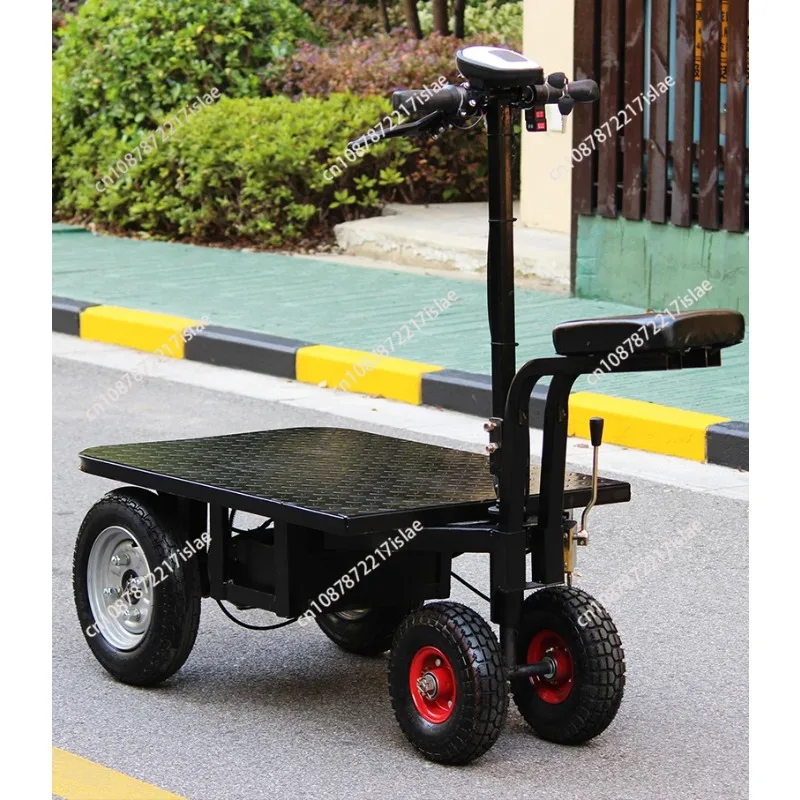 Electric flatbed truck, moving truck, construction site decoration, pulling cement and sand folding four-wheeled battery car