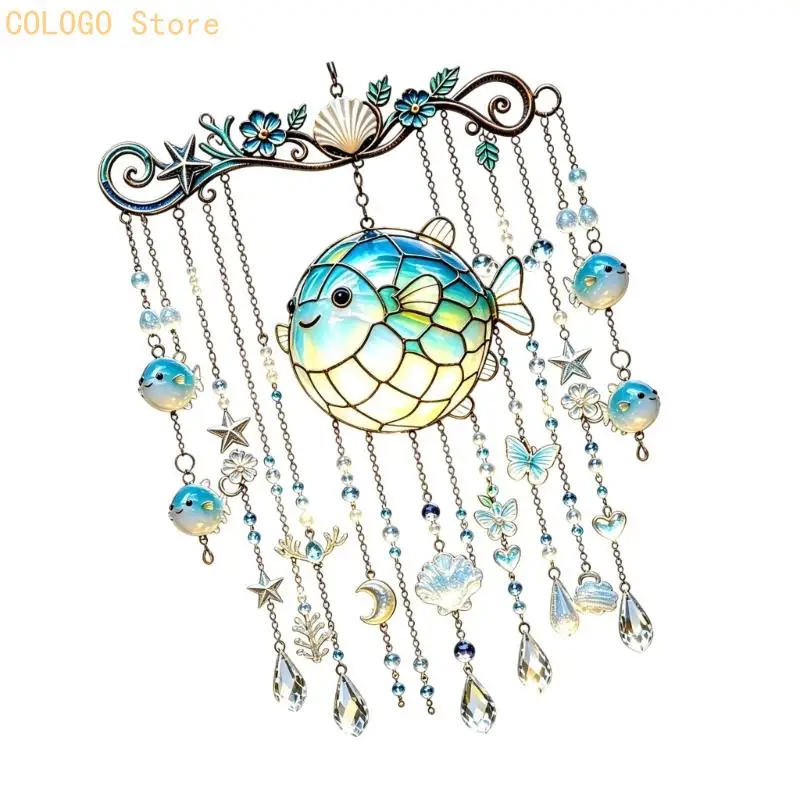 Sea Theme Acrylic Porch Accent for Garden Display with Ocean Touch, Clear Glow, Drop Detail