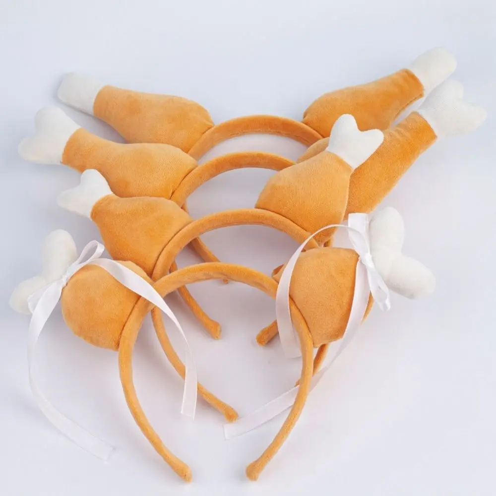 Soft Cloth Thanksgiving Animal Headband Party Headdress Cosplay Turkey Drumstick Headband Hairhoop Funny Chicken Leg Hair Band