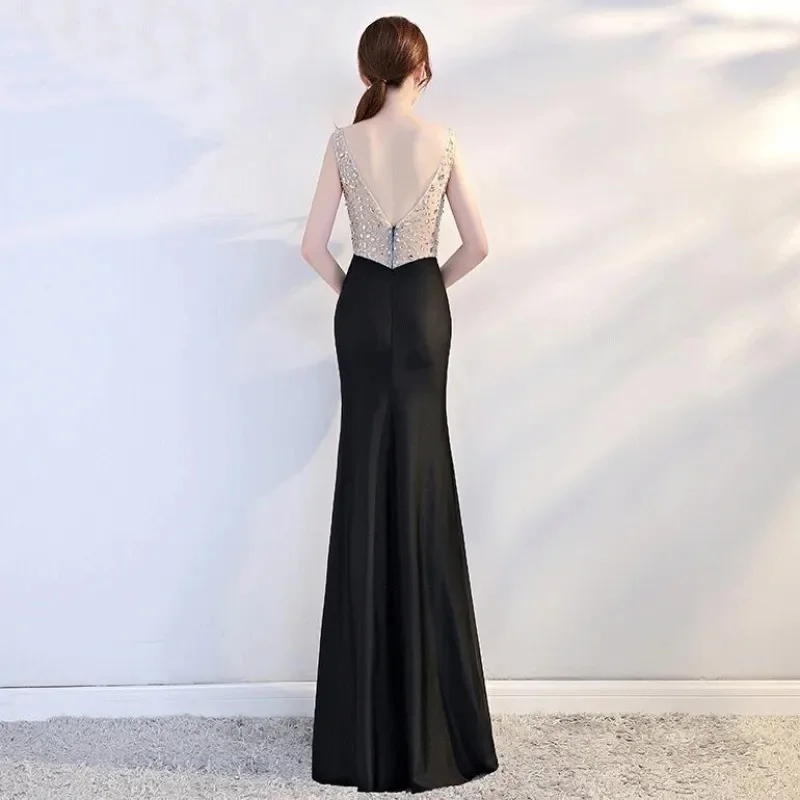 Dress Feminine Embroidery Splicing Lace Slim Fit Slit Long Fishtail Skirt Pullover V-Neck Fashion Women\'s Clothing